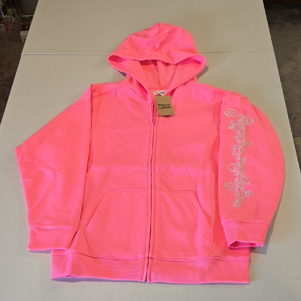 Happy Nation Girls  Pink Hoodie Size 12. NWT